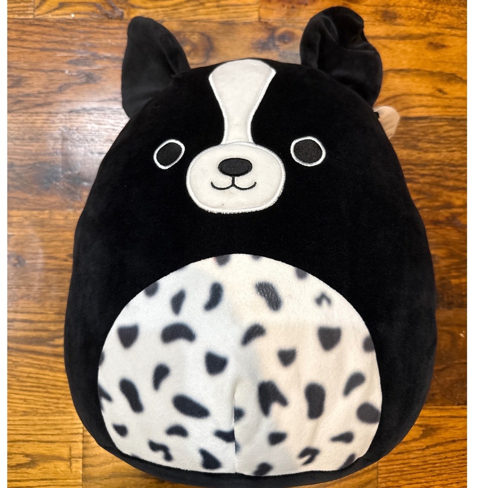 Squishmallows 12 Inch Monty Border Collie Black White Dog Spotted Belly Plush
